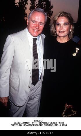 Jan. 1, 2001 - L8820LR.JACK LEMMON  WITH HIS WIFE FELICIA FARR. LISA ROSE/   1994(Credit Image: © Globe Photos/ZUMAPRESS.com) Stock Photo