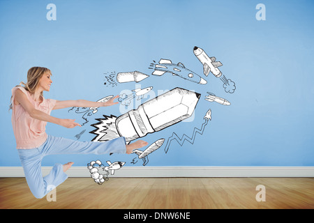 Composite image of woman doing dance pose Stock Photo