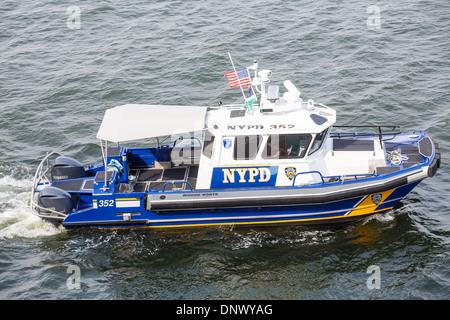 A New York City Police boat in New York harbor Stock Photo