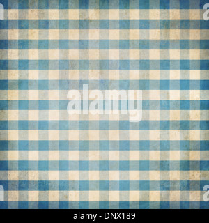 Blue grunge checked gingham picnic tablecloth background Stock Photo