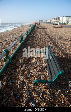 The promenade is covered with shingle after Storm Ciara in Felpham near ...