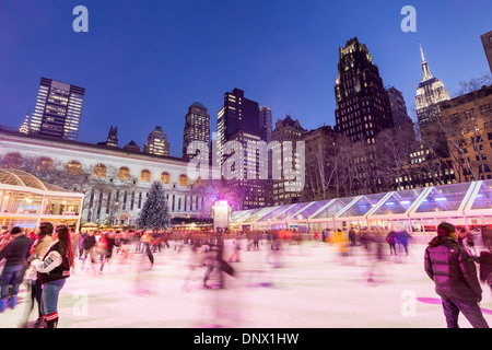 Ice skating in December, Bryant Park, New York City. Stock Photo