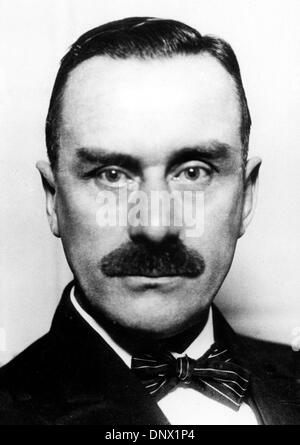 Jan 01, 1930 - Berlin, Germany - German novelist and critic, one of the most important figures in early 20th-century literature, THOMAS MANN whose novels explore the relationship between the exceptional individual and his or her environment. Mann was influenced by two German philosophers, Arthur Schopenhauer and Friedrich Nietzsche, although he rejected the ideas of the latter. His Stock Photo