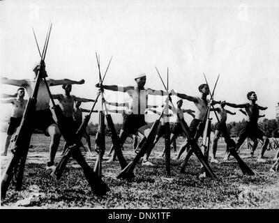 Oct. 7, 1934 - Rome, Italy - Men in performing drills at  Mussolini's Fascist Youth training camp in Rome, Italy. (Credit Image: © KEYSTONE Pictures USA/ZUMAPRESS.com) Stock Photo