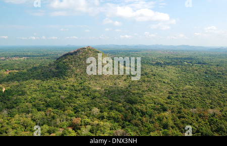 The view from Sigiriya (Lion's rock) is an ancient rock fortress and palace ruins, Sri Lanka Stock Photo