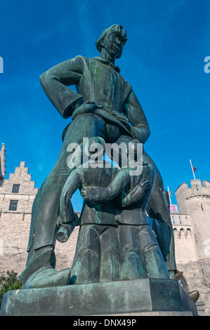 Lange Wapper statue Steen Castle Antwerp Belgium Stock Photo