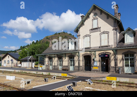 Murat, Cantal, Auvergne, France - 9 Aug 2013: The railway station in the town of Murat Stock Photo