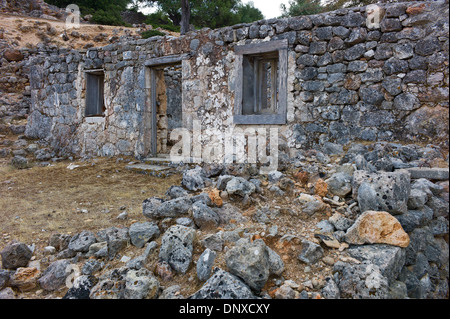 The ruined village of Dihalia, Kefalonia, Greece destroyed by the 1953 earthquake, used in the film Captain Corelli's Mandolin. Stock Photo