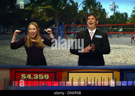 Dec 10, 2005; Ft. Lauderdale, FL, USA; Wheel of Fortune contestants Adriana Perez of Miami, left, and John Switter (cq) of Deerfield Beach show their enthusiasm during taping of the show's first 'Fun In The Sun' segment at the Broward County Convention Center in Ft. Lauderdale Saturday, Dec. 10, 2005. Shows from the Ft. Lauderdale taping will air in mid-February.  Mandatory Credit: Stock Photo