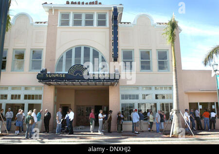 Dec 14, 2005; Ft. Pierce, FL, USA; On the very first day that the ticket booth opened,  Wedneday December 14th,  the general public waits in line to purchase tickets.  Contractors on site said people started lining up at 8am-tickets were first sold starting at around 11am and sold out the very same day for the opening night (January 14th) performance of Dionne Warwick.  A second Wa Stock Photo