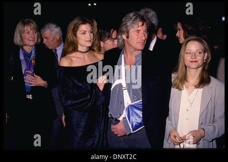 February 2, 1993; Hollywood, CA, USA.  Publicist PAT KINGSLEY, RICHARD GERE,  wife CINDY CRAWFORD and JODIE FOSTER attend the premiere of 'Sommersby' held at the Bruin Theatre in Beverly Hills, CA. on February 2, 1993.  Mandatory Credit: Kathy Hutchins/ZUMA Press. (©) Kathy Hutchins Stock Photo