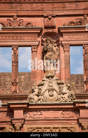 statues on the facade of Schloss Heidelberg in Heidelberg, Baden-Württemberg, Germany Stock Photo