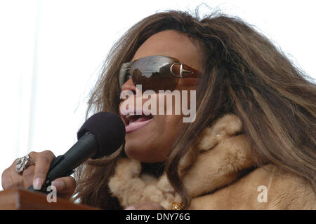 Jan 16, 2006; Manhattan, New York, USA; Radio personality WENDY WILLIAMS speaks as thousands of members and supporters of 1199 Service Employees International Union (SEIU) honor Dr. Martin Luther King with a march and rally in Harlem demanding justice for home health aides. 30,000 Aides provide care for elderly and sick New Yorkers and make about $7 hour with no health benefits and Stock Photo