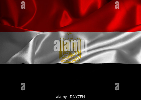 Egypt flag on satin texture. Stock Photo