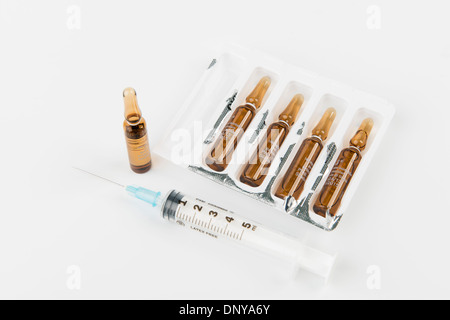 syringe and phials Stock Photo