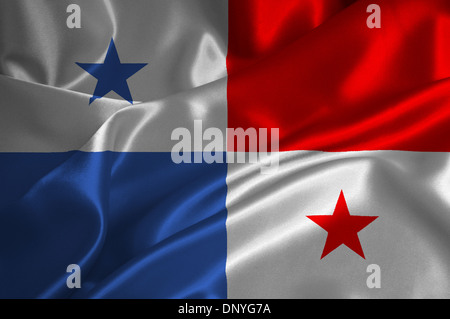 Panama flag on satin texture. Stock Photo