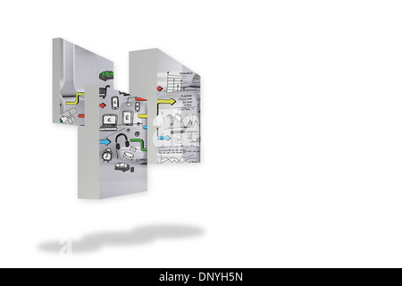 Media brainstorm on abstract screen Stock Photo