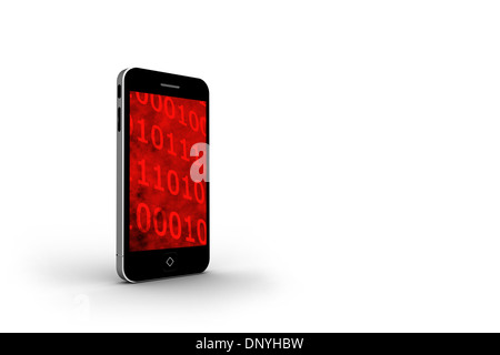 Binary code on smartphone screen Stock Photo