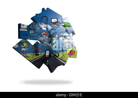 Media brainstorm on abstract screen Stock Photo
