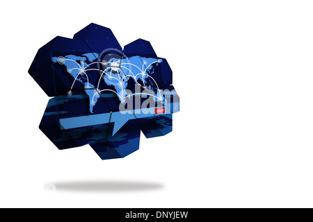 Global connections on abstract screen Stock Photo