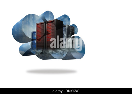 Server towers on abstract screen Stock Photo