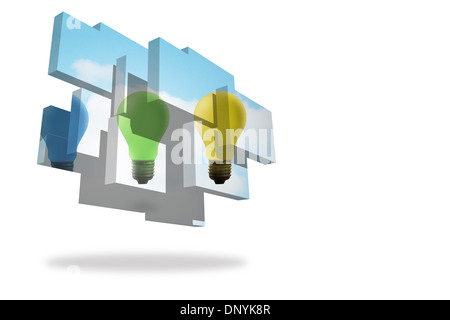 Light bulbs on abstract screen Stock Photo