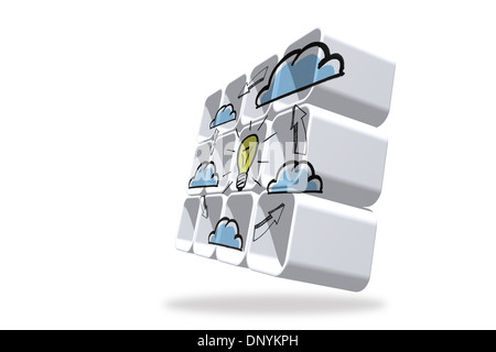 Cloud computing idea cycle on abstract screen Stock Photo