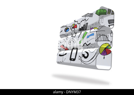 Media device brainstorm on abstract screen Stock Photo