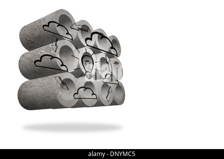 Cloud computing cycle on abstract screen Stock Photo