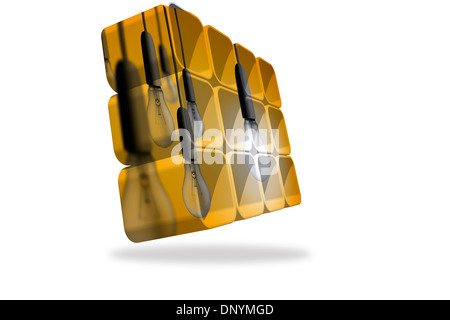 Light bulbs on abstract screen Stock Photo