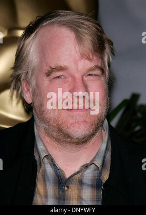 Feb 13, 2006; Beverly Hills, California, USA; PHILIP SEYMOUR HOFFMAN has been nominated for Best Actor in a Motion Picture by the Academy of Motion Pictures Arts and Sciences for his portrayal of Truman Capote in the film 'Capote.'  Hoffman at the Academy Award Nominee Luncheon at the Hilton Hotel. Mandatory Credit: Photo by Lisa O'Connor/ZUMA Press. (©) Copyright 2006 by Lisa O'Co Stock Photo