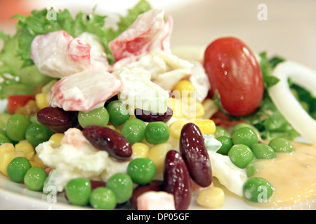 Tunny salad with mixed vegetables of various kinds. Stock Photo