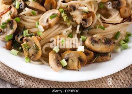 Spaghetti with mushrooms and herbs Stock Photo