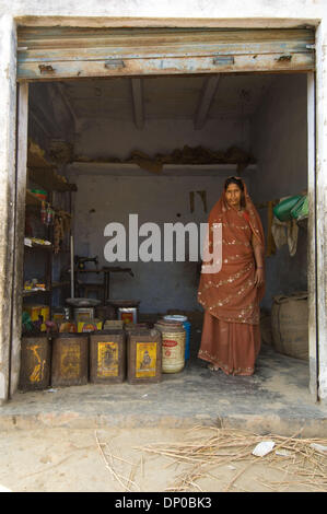 Mar 07, 2006; Anantpur village, Uttar-Pradesh, INDIA; Jarawati, a 36-year-old woman qualified for a CASHPOR Micro Credit loan seven weeks ago. She used the Rs. 8,000 to buy supplies for her store and to pay her husband's medical bills. Mandatory Credit: Photo by Frank Huster/ZUMA Press. (©) Copyright 2006 by Frank Huster Stock Photo