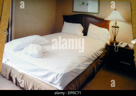 Mar 07, 2006; Manhattan, New York, USA; Studio photo from incident. Pictured: The bed at the Nevele Hotel where she received the bites. LESLIE FOX of Chicago, Illinois and her attorney Alan J. Schnurman announce that they have filed a lawsuit in U.S. District Court asking for $20,000,000 in damages as result of her being attacked by bedbugs at the Nevele Hotel in Upstate New York.  Stock Photo