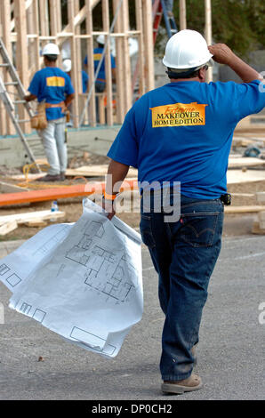 Mar 08, 2006; Hondo, TX, USA; A framing crew supervisor heads back to the site of the new Craft family home as it is being framed Wednesday as part of the show 'Extreme Makeover Home Edition.' Mandatory Credit: Photo by T. Reel/San Antonio Express-News/ZUMA Press. (©) Copyright 2006 by San Antonio Express-News Stock Photo
