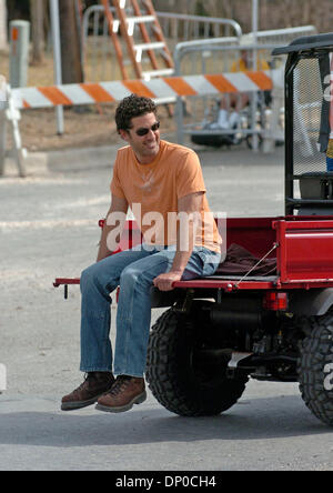 Mar 08, 2006; Hondo, TX, USA; Eduardo Xol catches a ride on the scene of construction Wednesday in Hondo of the makeover of the craft family home as part of the show 'Extreme Makeover Home Edition.' Mandatory Credit: Photo by T. Reel/San Antonio Express-News/ZUMA Press. (©) Copyright 2006 by San Antonio Express-News Stock Photo