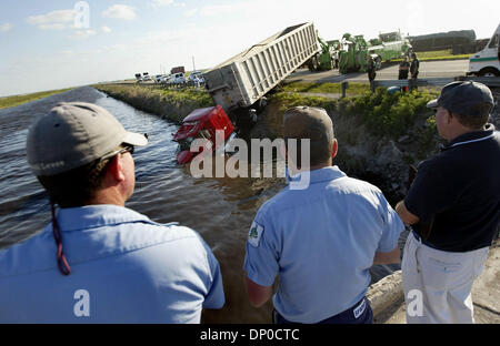 Mar 09, 2006; South Bay, FL, USA; Scene on SR 27 south of South Bay where an 18-wheeler was found in a canal with the deceased driver inside.  Mandatory Credit: Photo by Taylor Jones/Palm Beach Post/ZUMA Press. (©) Copyright 2006 by Palm Beach Post Stock Photo