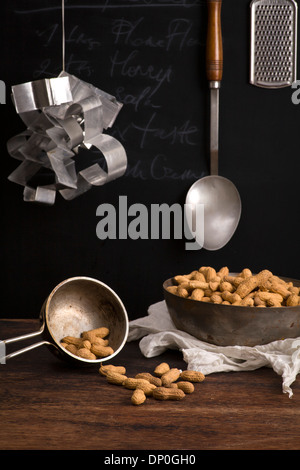 Dried peanuts on table. Recipe with milk and peanuts Stock Photo