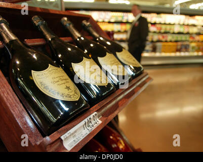 Mar 22, 2006; Plano, TX, USA; Dom Perignon champagne is one of the specialty items available at the new Wal-Mart SuperCenter in Plano, TX. The store at 1700 Dallas Parkway is the company's 105th location in North Texas and features more than 2,000 items not sold at other Wal-Mart stores, including Dom Perignon for $145.37, hundreds of organic fruit and vegetables, and a new store l Stock Photo