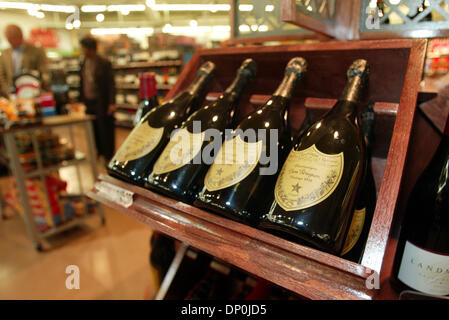 Mar 22, 2006; Plano, TX, USA; Dom Perignon champagne is one of the specialty items available at the new Wal-Mart SuperCenter in Plano, TX. The store at 1700 Dallas Parkway is the company's 105th location in North Texas and features more than 2,000 items not sold at other Wal-Mart stores, including Dom Perignon for $145.37, hundreds of organic fruit and vegetables, and a new store l Stock Photo