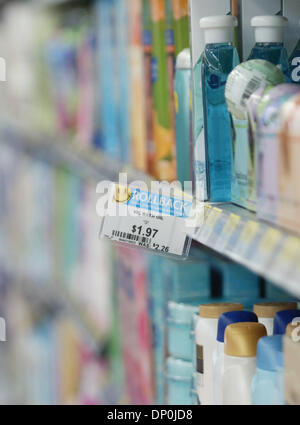 Mar 22, 2006; Plano, TX, USA; Health and beauty items that are some of traditional products sold at the new Wal-Mart SuperCenter in Plano, TX. The store at 1700 Dallas Parkway is the company's 105th location in North Texas and features more than 2,000 items not sold at other Wal-Mart stores, including Dom Perignon for $145.37, hundreds of organic fruit and vegetables, and a new sto Stock Photo