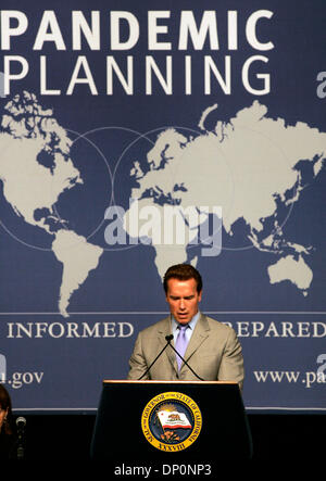 Mar 30, 2006; Los Angeles, CA, USA; California Gov. ARNOLD SCHWARZENEGGER speaks about California's readiness for a possible influenza pandemic at the Bonaventure Hotel in Los Angeles. Mandatory Credit: Photo by Armando Arorizo/ZUMA Press. (©) Copyright 2006 by Armando Arorizo Stock Photo