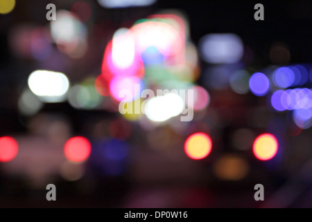 Pattaya city Road of blurry bokeh abstract background. Stock Photo