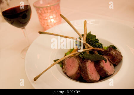 Apr 07, 2006; New Orleans, LA, USA; Restaurant August in the Central Business District of New Orleans. Pictured: Jameson Farms organic fed lamb over an apple and turnip puree.  Mandatory Credit: Photo by Kayte Deioma/ZUMA Press. (©) Copyright 2006 by Kayte Deioma Stock Photo