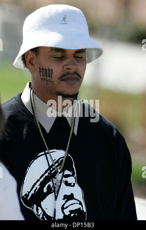 Apr 19, 2006; Detroit, MI, USA;  PIERRE JOHNSON stands in front of Fellowship Chapel in Detroit. The funeral for the rapper 'Proof', whose real name is Deshaun Holton at the Fellowship Chapel in Detroit, Michigan on Wednesday, April 19, 2006  The casket carrying the body of rapper Proof is make of solid bronze and plated in 24k gold and cost $48,000 USD. 'Proof' was killed at the C Stock Photo