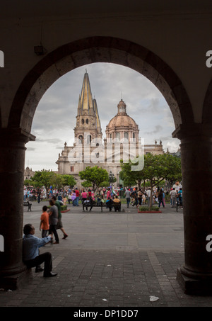 Cathedral in Plaza de Armas. Guadalajara, Jalisco. Mexico Stock Photo