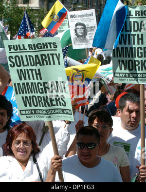 May 01, 2006; Manhattan, NY, USA; NY PAPERS OUT. Tens of thousands of people turn out for the May 1 Great American Boycott and Immigration Rights Rally at Union Square Park to protest proposed legislation to reform U.S. immigration law. Mandatory Credit: Photo by Bryan Smith/ZUMA Press. (©) Copyright 2006 by Bryan Smith Stock Photo