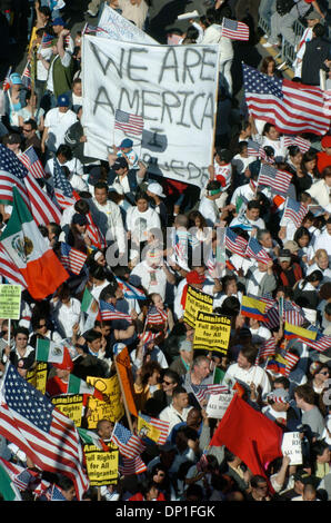 May 01, 2006; Manhattan, NY, USA; NY PAPERS OUT. Tens of thousands of people turn out for the May 1 Great American Boycott and Immigration Rights Rally at Union Square Park to protest proposed legislation to reform U.S. immigration law. Mandatory Credit: Photo by Bryan Smith/ZUMA Press. (©) Copyright 2006 by Bryan Smith Stock Photo