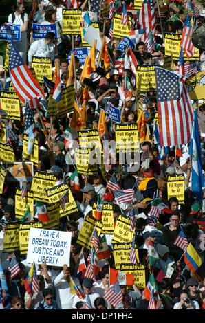 May 01, 2006; Manhattan, NY, USA; NY PAPERS OUT. Tens of thousands of people turn out for the May 1 Great American Boycott and Immigration Rights Rally at Union Square Park to protest proposed legislation to reform U.S. immigration law. Mandatory Credit: Photo by Bryan Smith/ZUMA Press. (©) Copyright 2006 by Bryan Smith Stock Photo